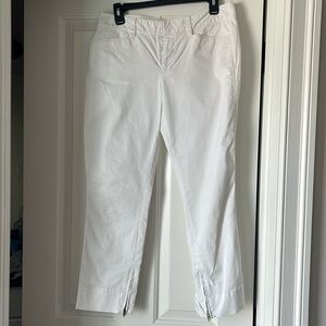 White ankle zipper crop pants